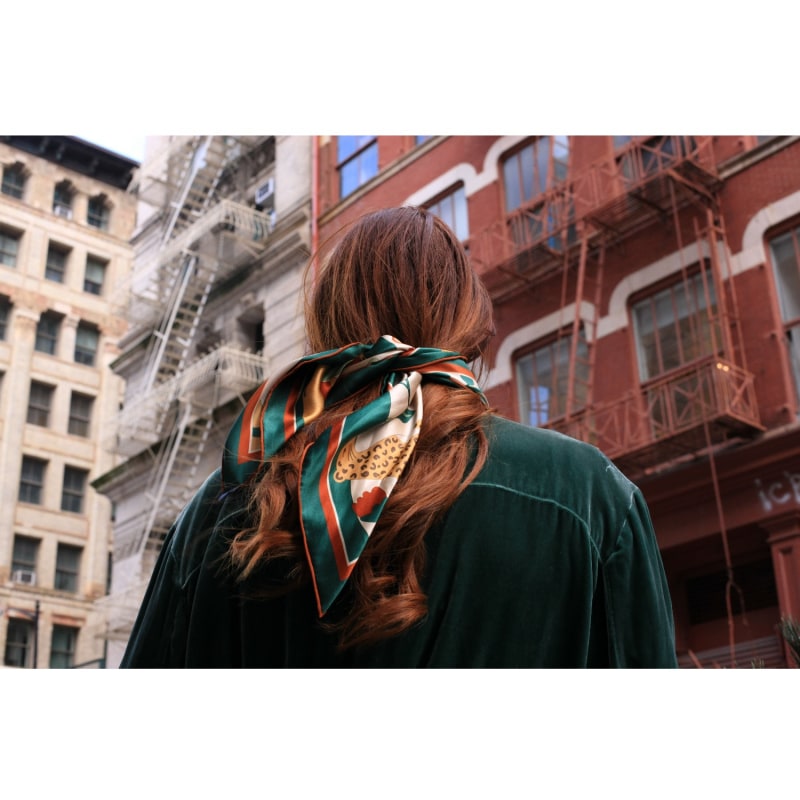 Thumbnail of Double Sided Silk Scarf Of Green Wonderland image
