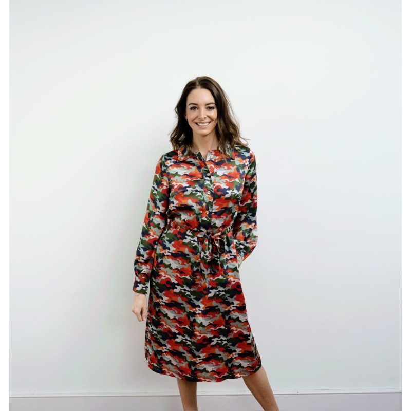 Thumbnail of Elama Spritz Camouflage Print Long Sleeve Shirt Dress image