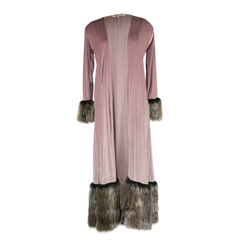 Thumbnail of Blush Velvet Faux Fur Cuff Jacket image