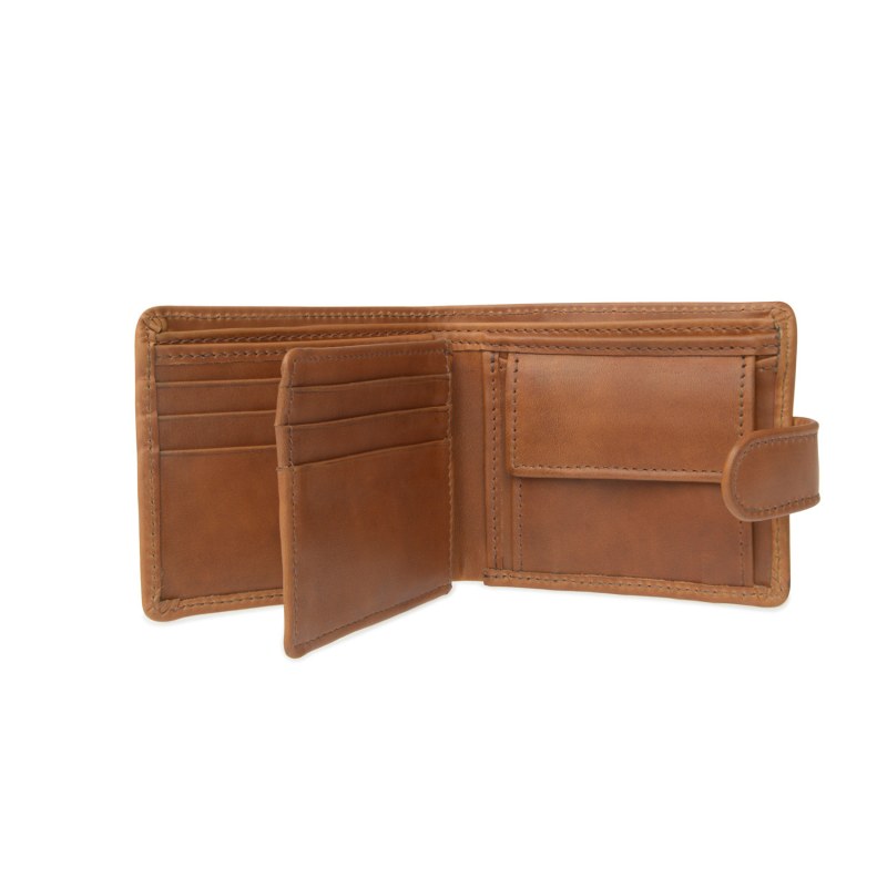 Thumbnail of Vida Tan Leather Tri Fold Wallet With Rfid image