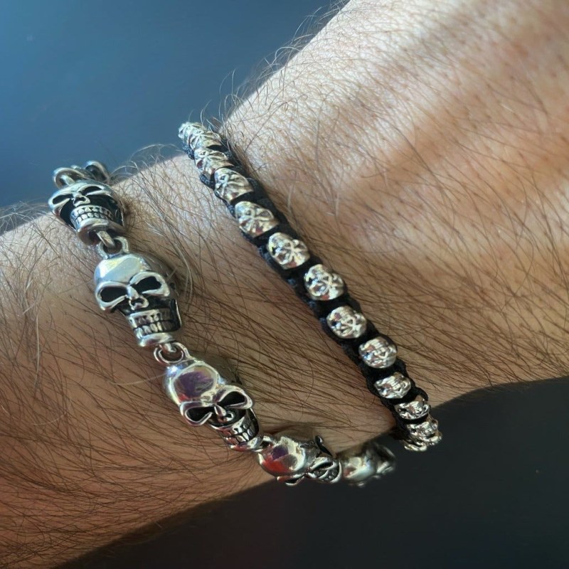 Thumbnail of Black & Silver Skull Bracelet image