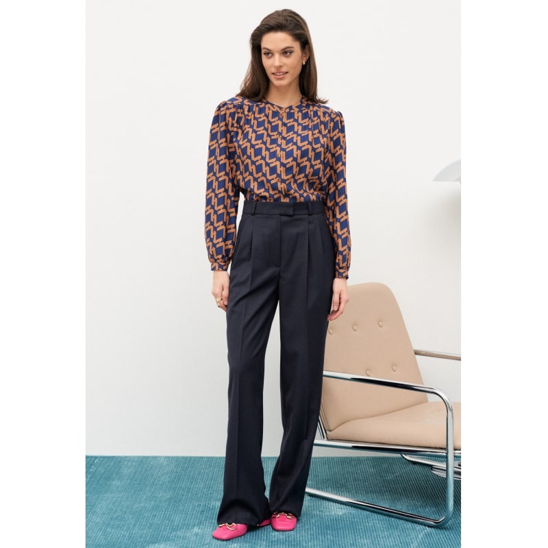 Thumbnail of Draped Shoulders Printed Viscose Blouse image