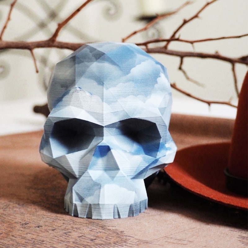 Thumbnail of Geometric Design Skull Sculpture In Cloud Design image