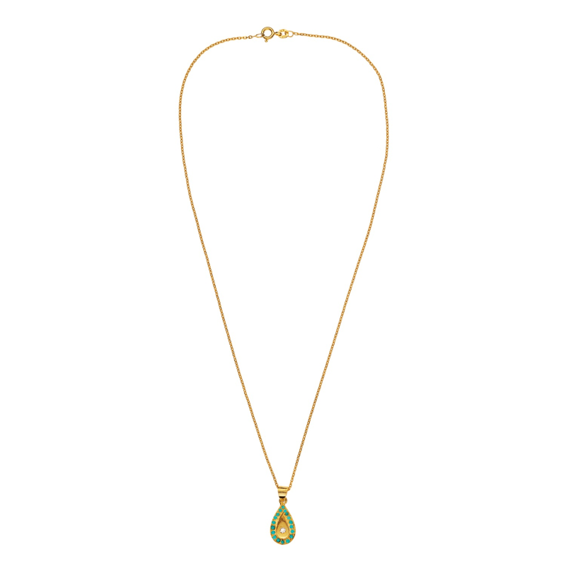 Thumbnail of Turquoise Drop Gold Necklace image