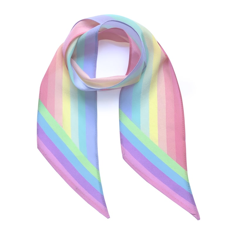 Thumbnail of Henley Silk Stripe Neck Scarf Rainbow Pastel image