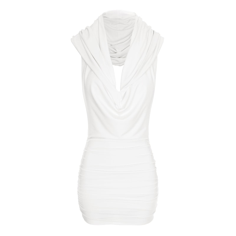 Thumbnail of Martini Hooded Open Back Mini White Dress image