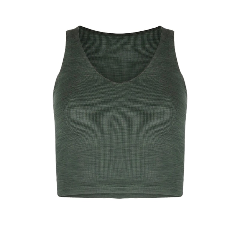 Rib V-Neck Cropped Tank - Heather Forest Green | LEZAT | Wolf & Badger