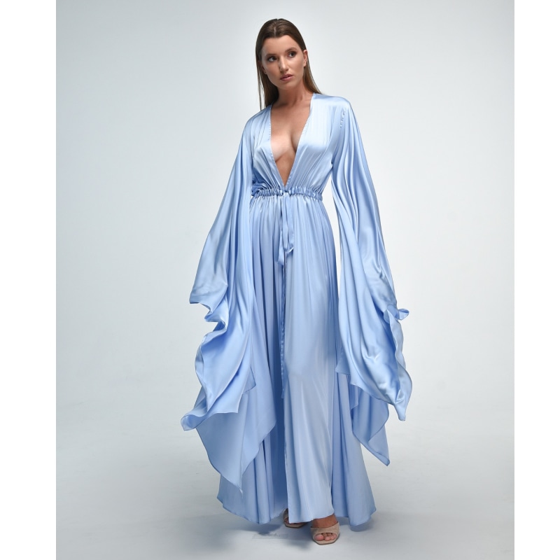  BATHGOWN Women's Luxury Long Silk Boudoir Satin Robe Lace Robe  with Floor Length Long Kimono Robe : Clothing, Shoes & Jewelry