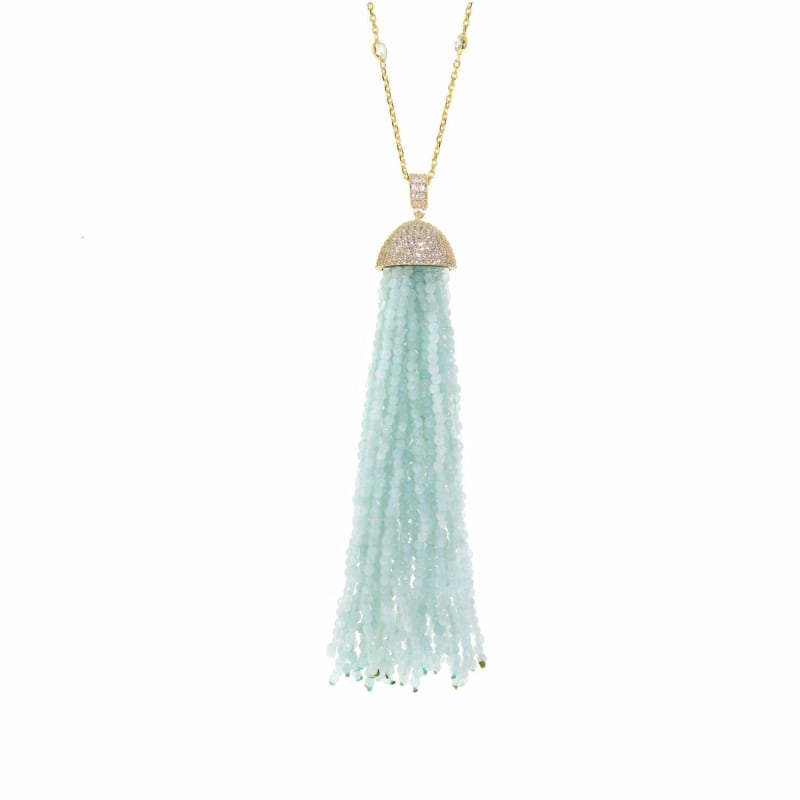 Thumbnail of Aqua Tassel Necklace image