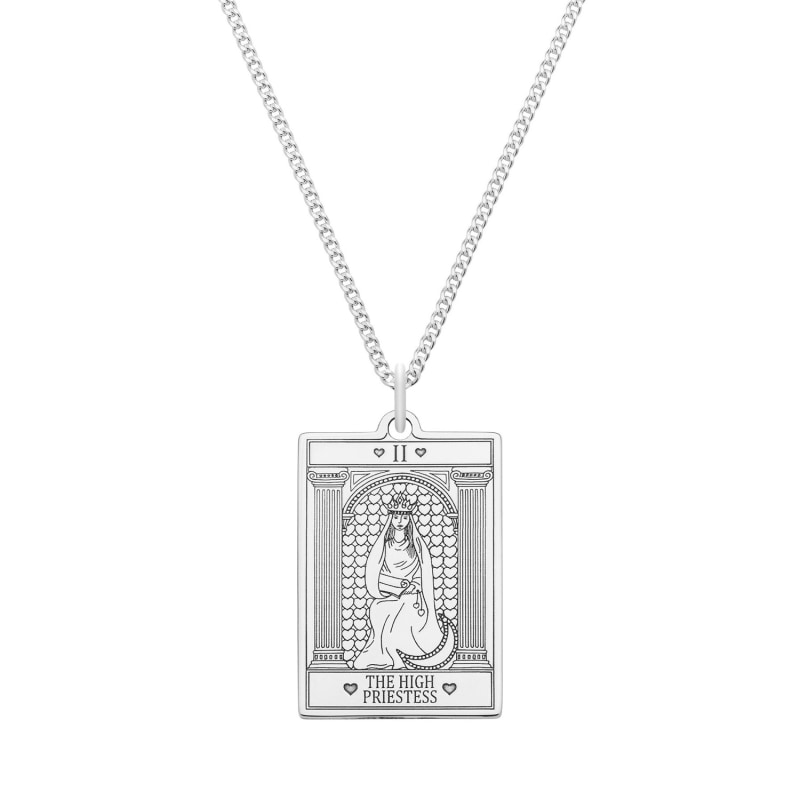 Thumbnail of Medium Sterling Silver “The High Priestess” Tarot Card Necklace image