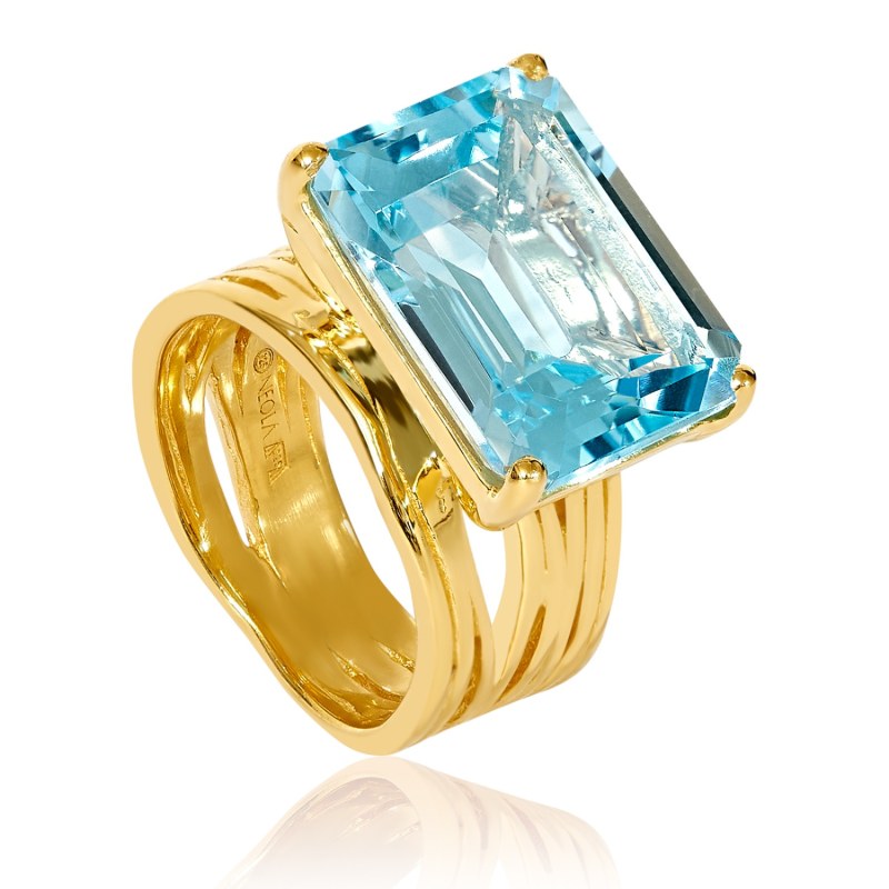 Thumbnail of Pietra Blue Topaz Gold Vermeil Cocktail Ring image