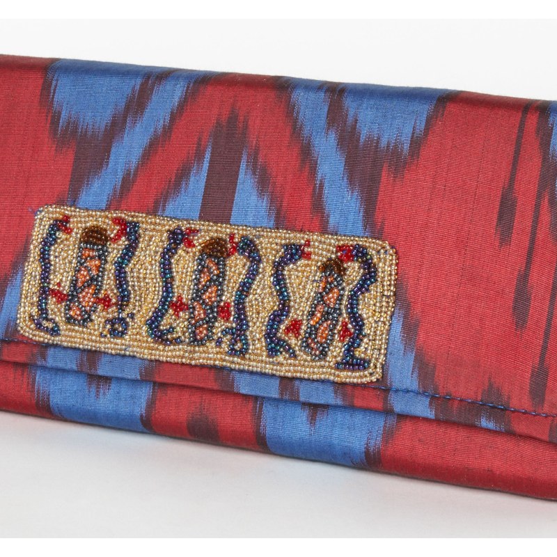 Thumbnail of Du Monde Collection - Rowan Silk Ikat Clutch - Red, Blue image