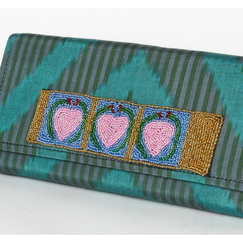 Thumbnail of Du Monde Collection- Sussex Silk Ikat Clutch - Green image