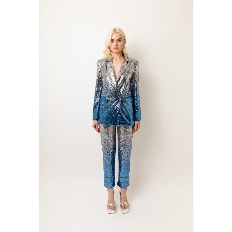 Blue sequin deals blazer womens