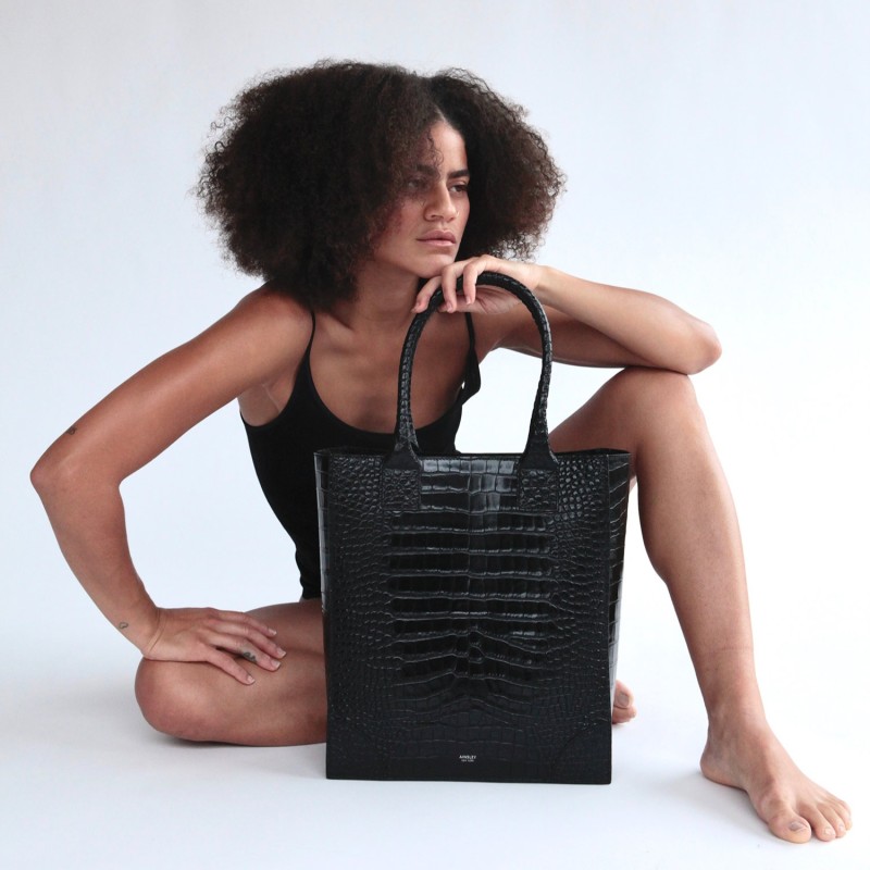 Duke Shopper Tote in Croc-Embossed Leather