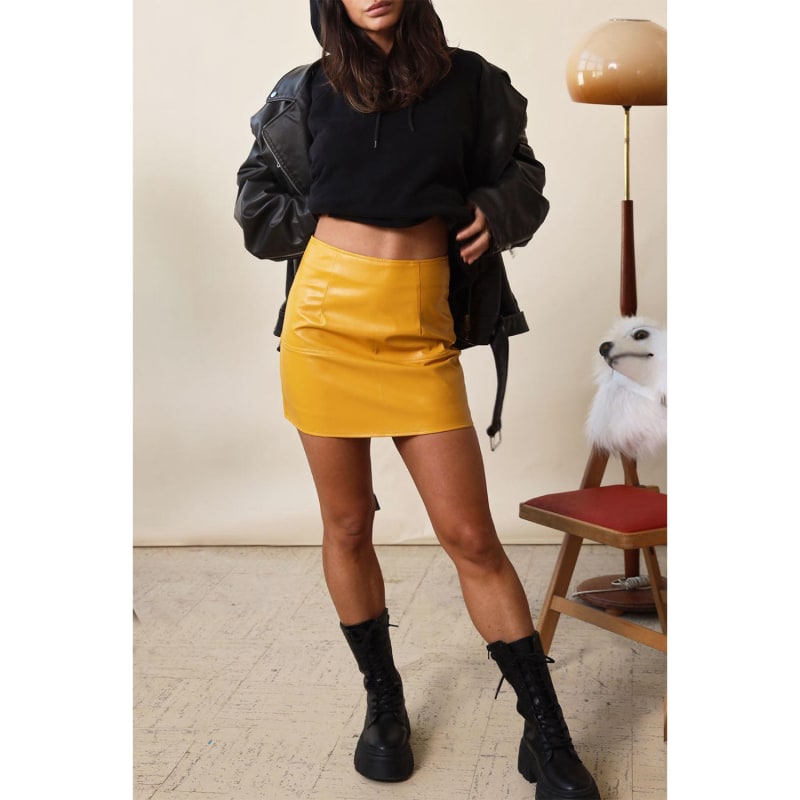 Sirens Faux Leather Low Rise Mini Skort