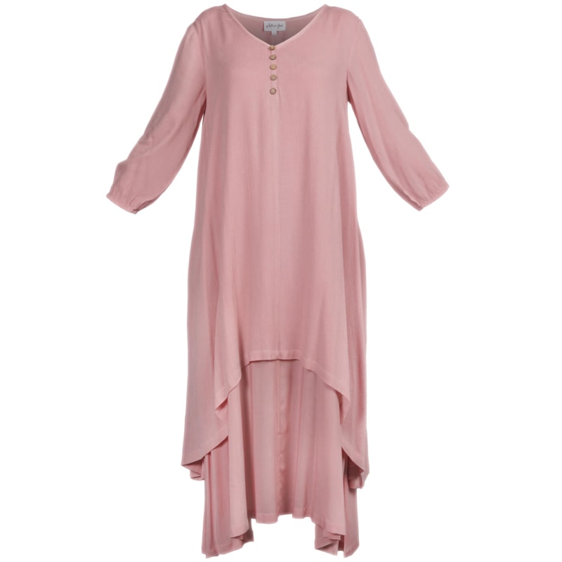 Thumbnail of Dusky Pink Layered Dress Chelsea Loose Fitting Dress With Front Button Detail One Size image