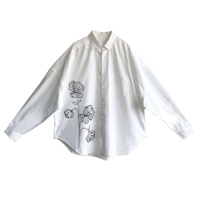 Thumbnail of White Oversized Shirt With H& Painted Flowers image