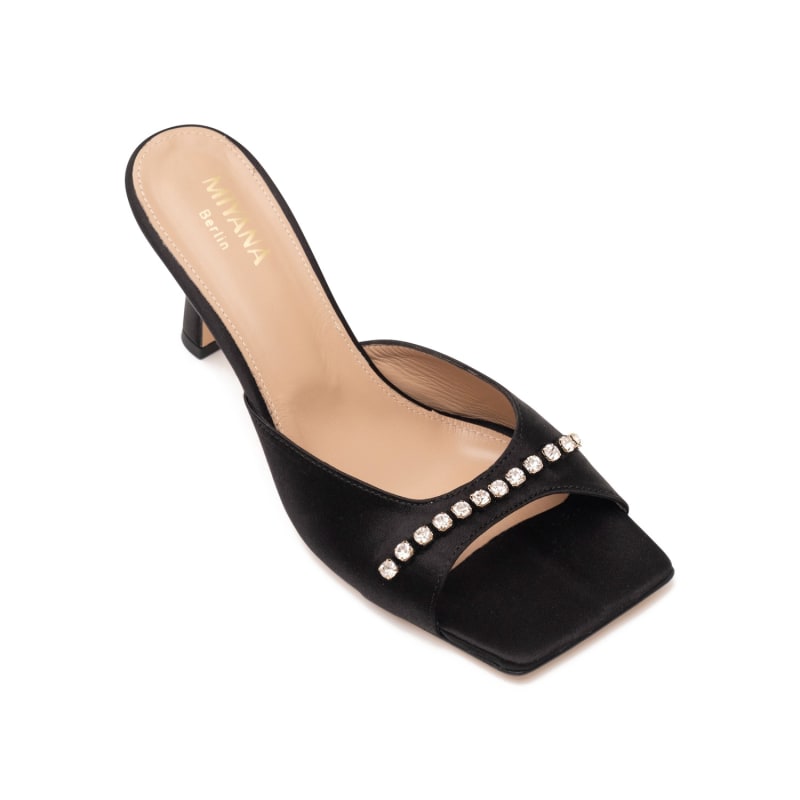 Thumbnail of Leva Mules In Black With Rhinestones image