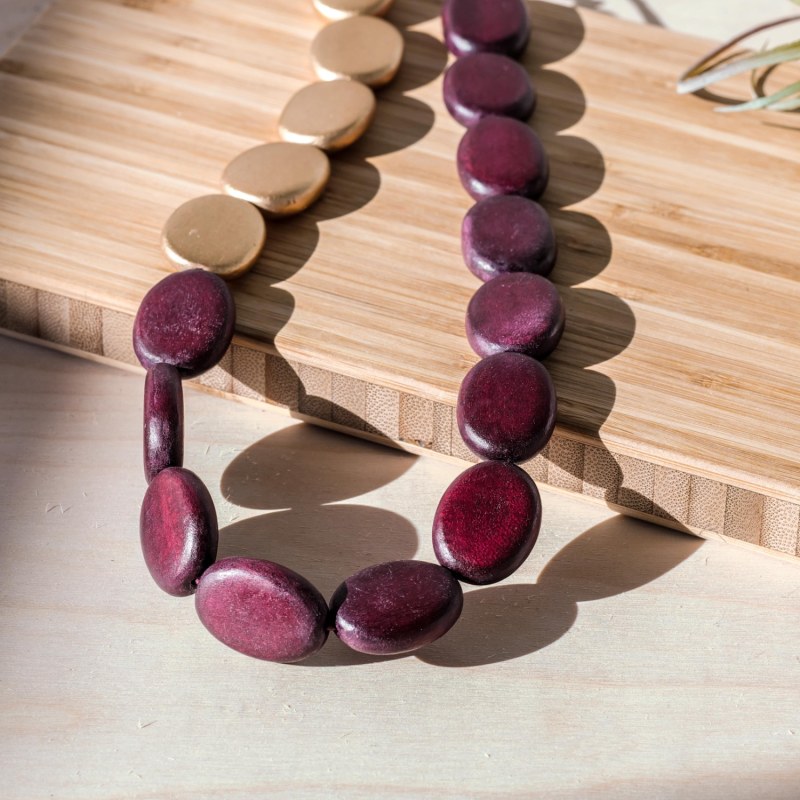 Thumbnail of Guija Statement Necklace, Wine & Gold image