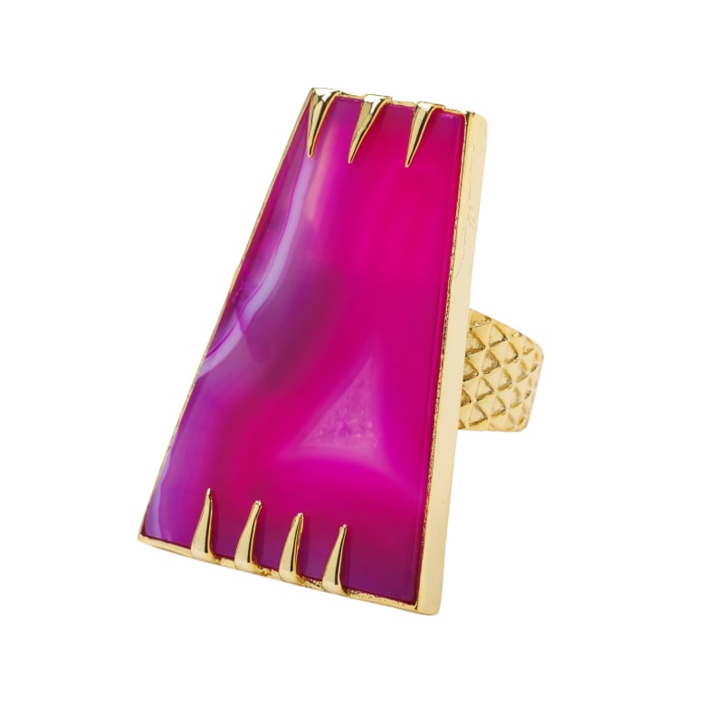 Thumbnail of Pink Agate Determination Gemstone Gold Ring image