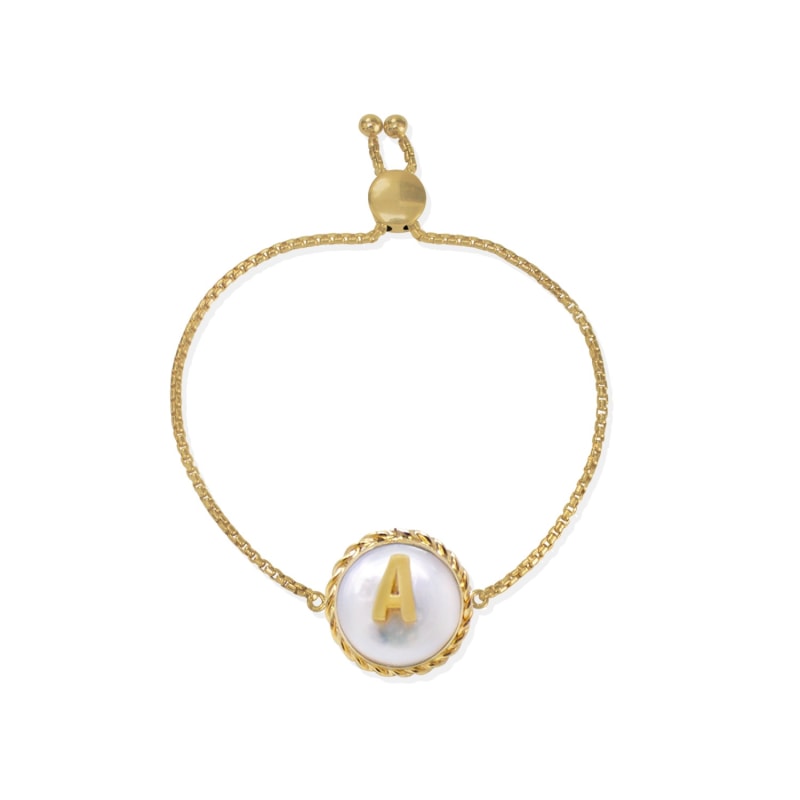 Moonglow Gold-Plated Initial Pearl Bracelet