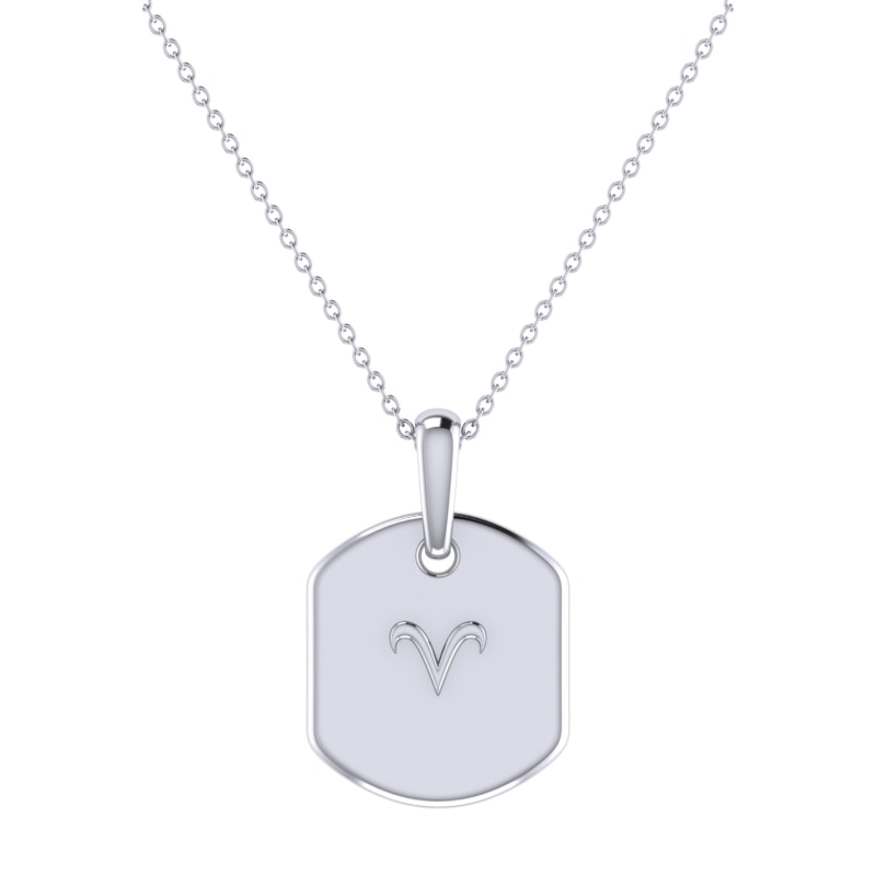 Thumbnail of Aries Ram Constellation Tag Pendant Necklace In Sterling Silver image