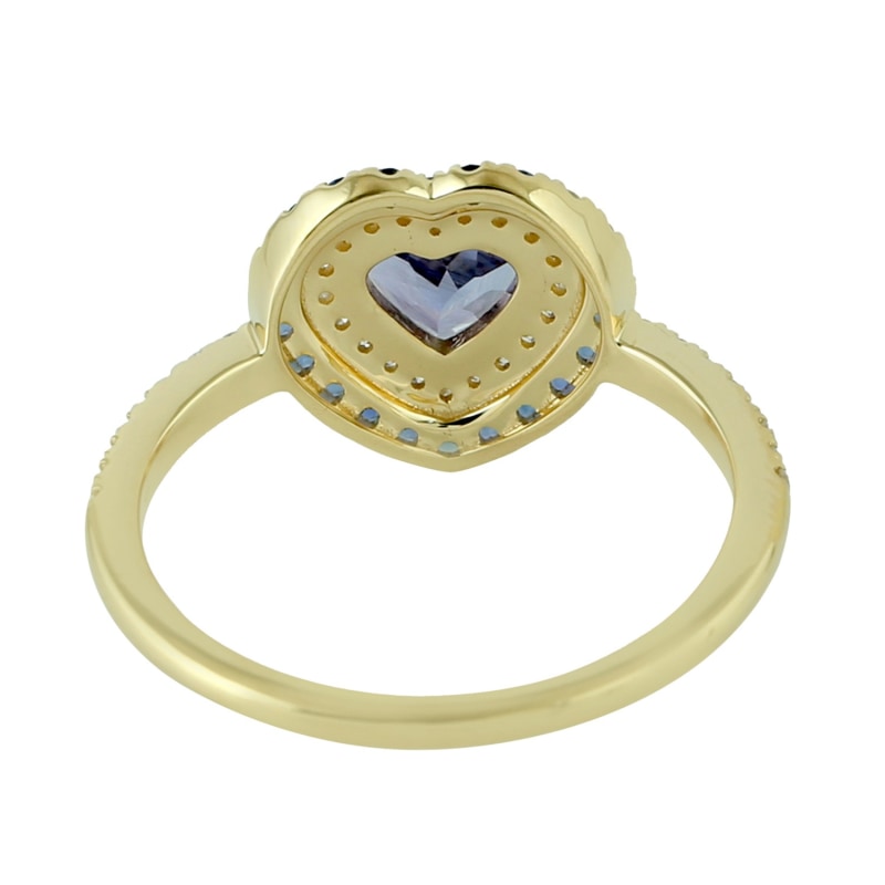 Thumbnail of 18K Yellow Gold In Diamond & Blue Sapphire With Tanzanite Heart Shape Cocktail Ring image