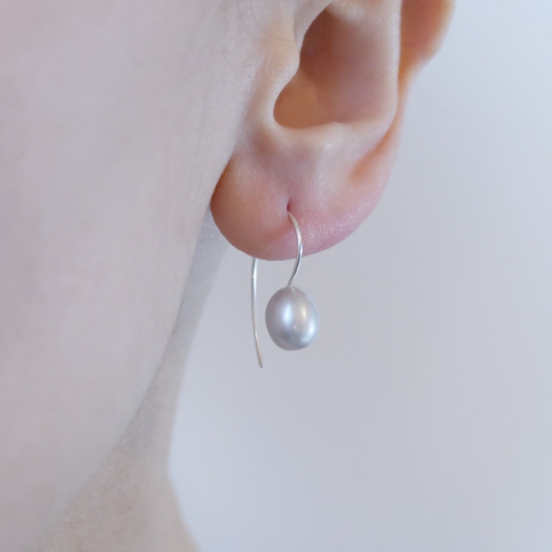 Thumbnail of Silver Grey Pearl Drop Earrings image