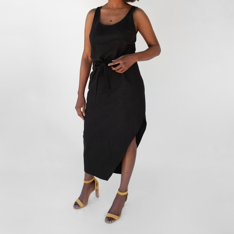 Thumbnail of Black Easy Tank Cinched Waist Midi Dress image