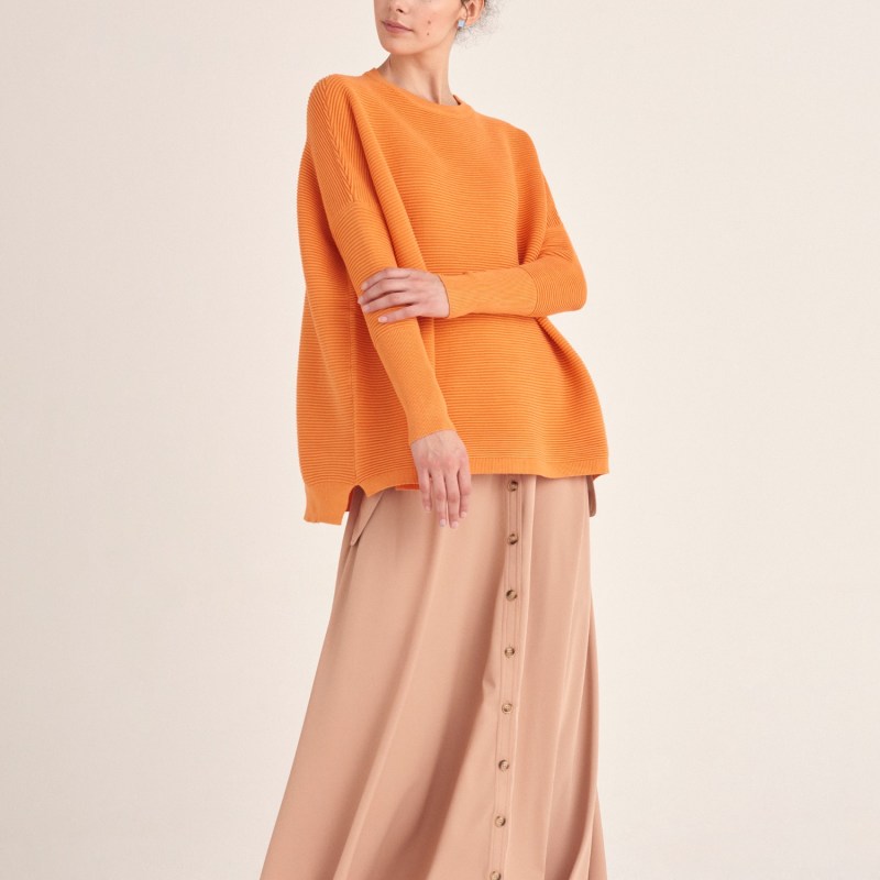 Thumbnail of Paisie Ribbed Jumper In Orange image