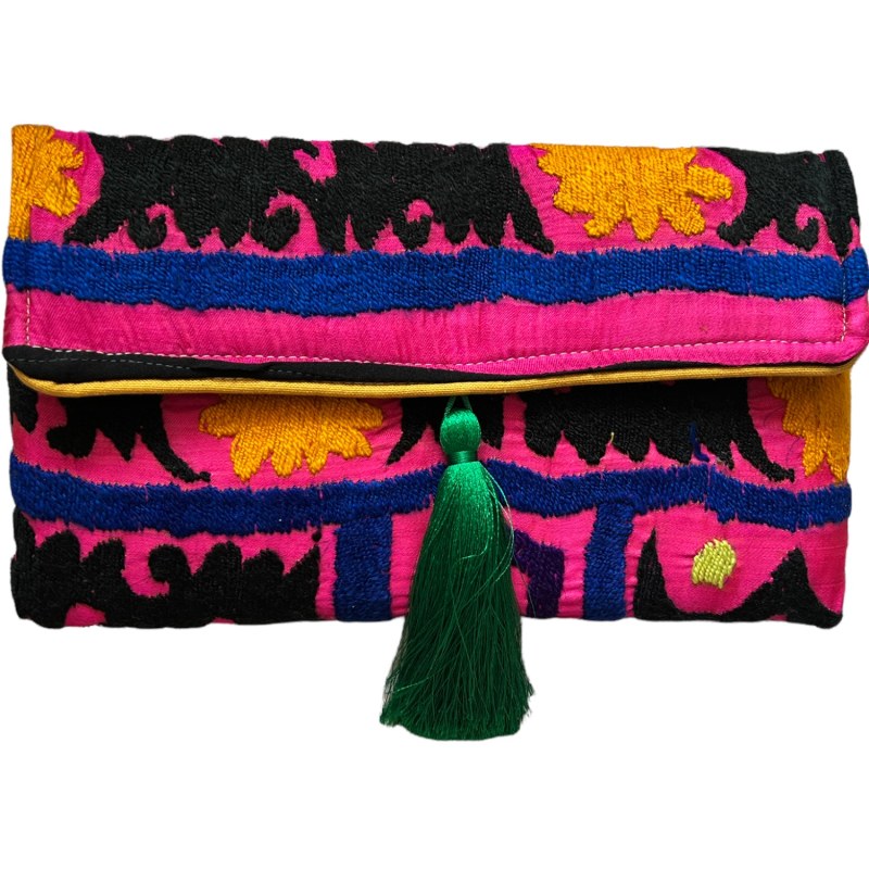 Thumbnail of Neon Pink & Black Suzani Clutch image