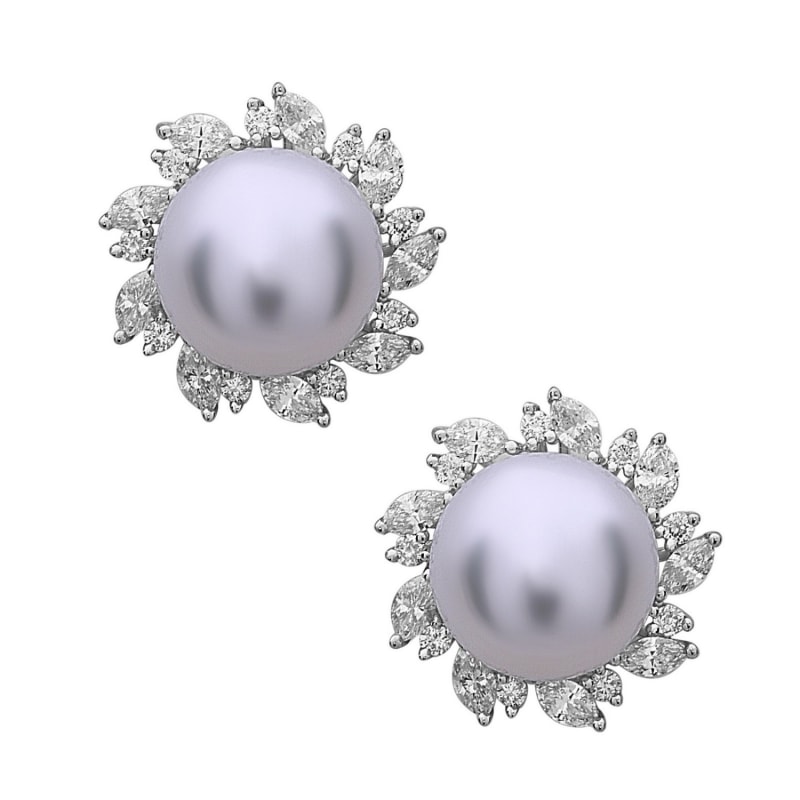 Thumbnail of 18K White Gold Earrings With Diamonds & South Sea Pearl image