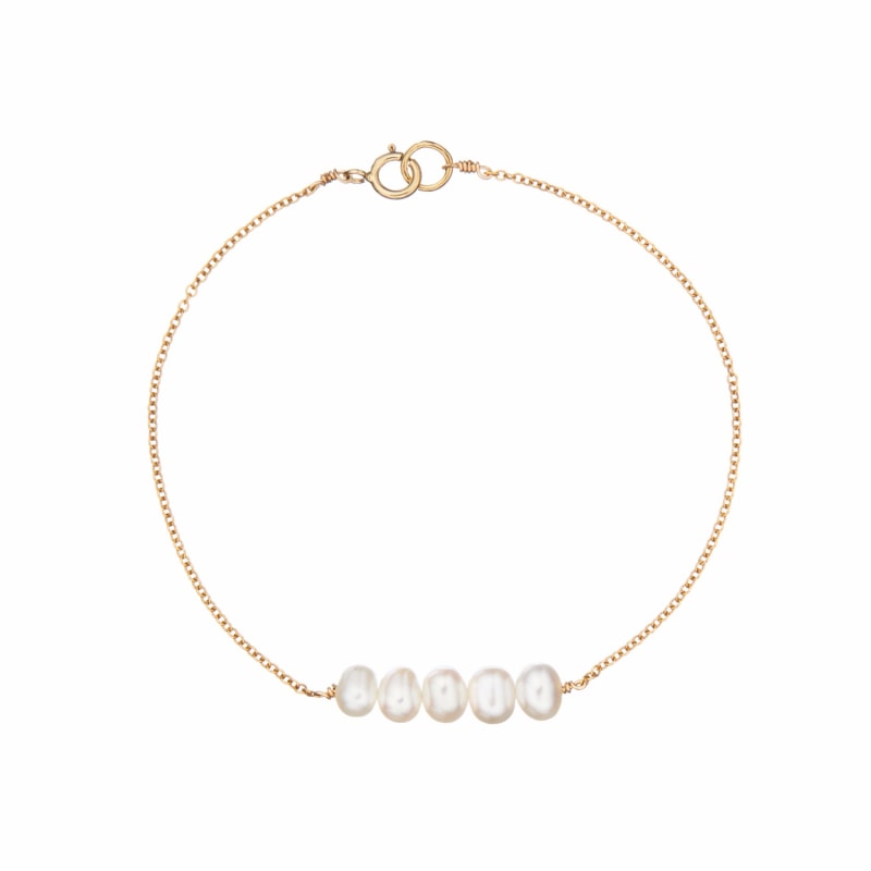 Solid Gold Layered Pearl Bracelet, Lily & Roo