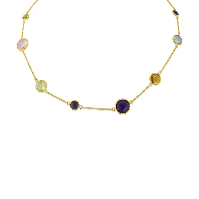 Thumbnail of Chennai Multi Gemstone & Gold Vermeil Necklace image