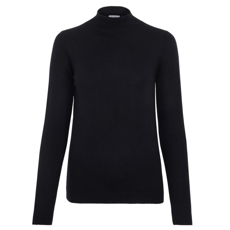 Black merino wool jumper ladies discount