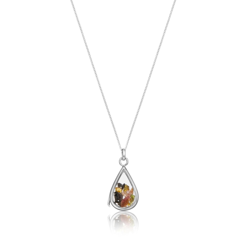 Thumbnail of Sterling Silver Tourmaline Birthstone Teardrop Locket image