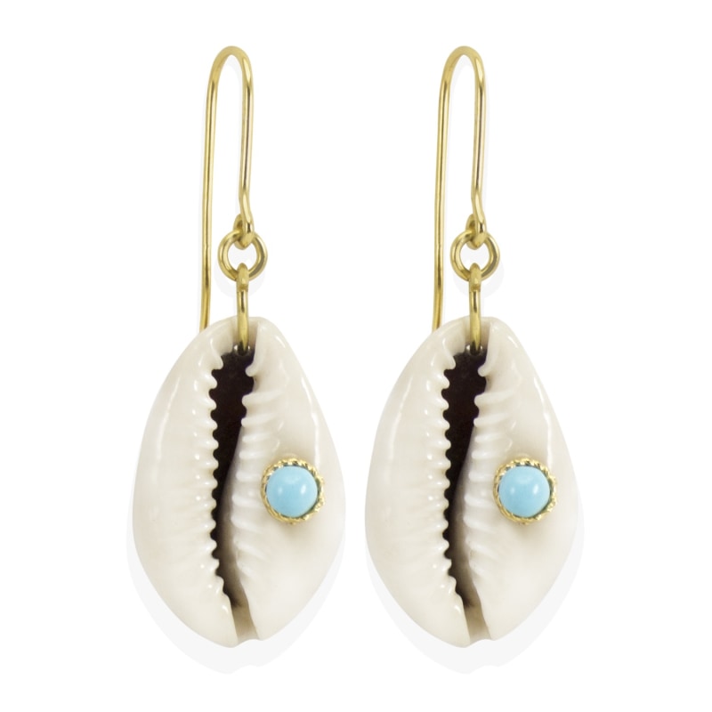 Thumbnail of Turquoise & Cowrie Shell Earrings image