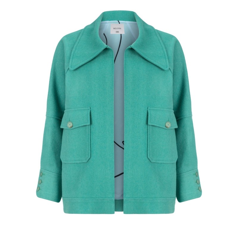 Mint green wool coat store