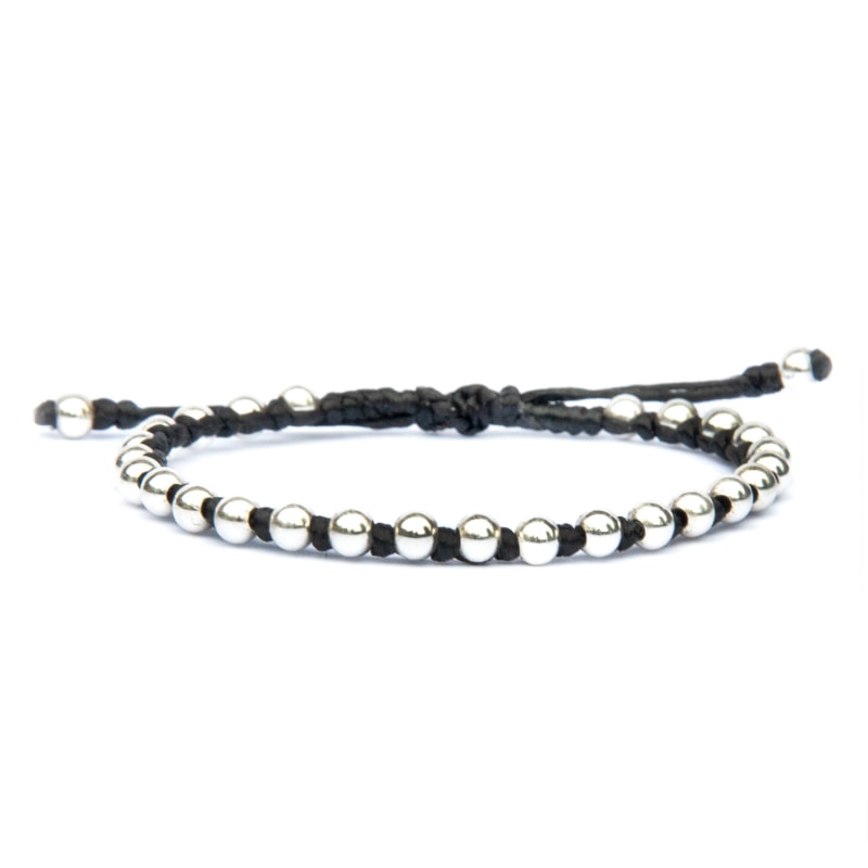 Thumbnail of Minimalist Womens Silver Bead Rope Friendship Bracelet - Lightweight And Elegant image