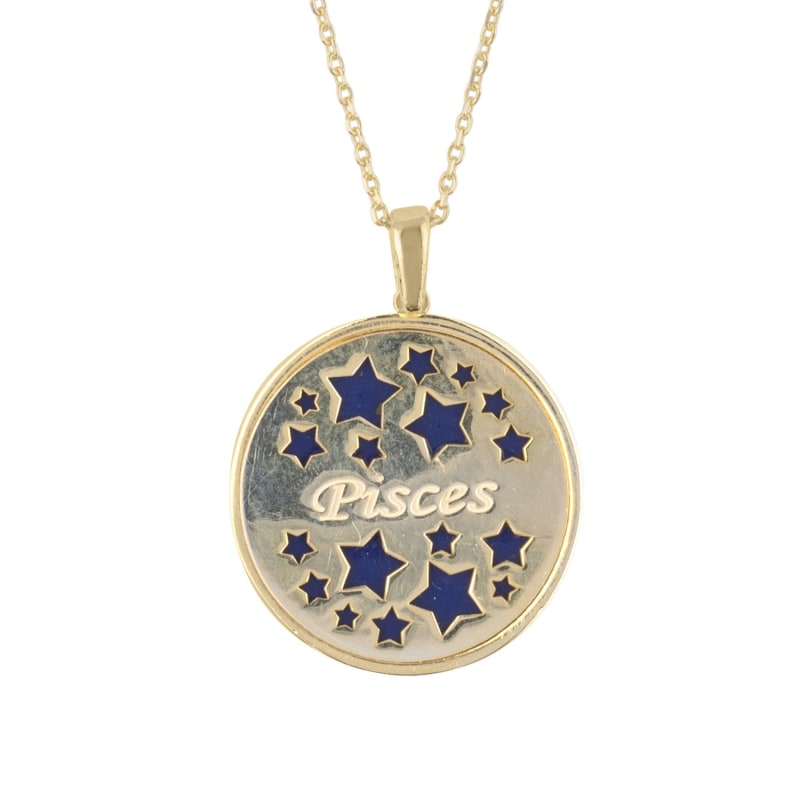 Thumbnail of Zodiac Lapis Lazuli Gemstone Star Constellation Pendant Necklace Gold Pisces image