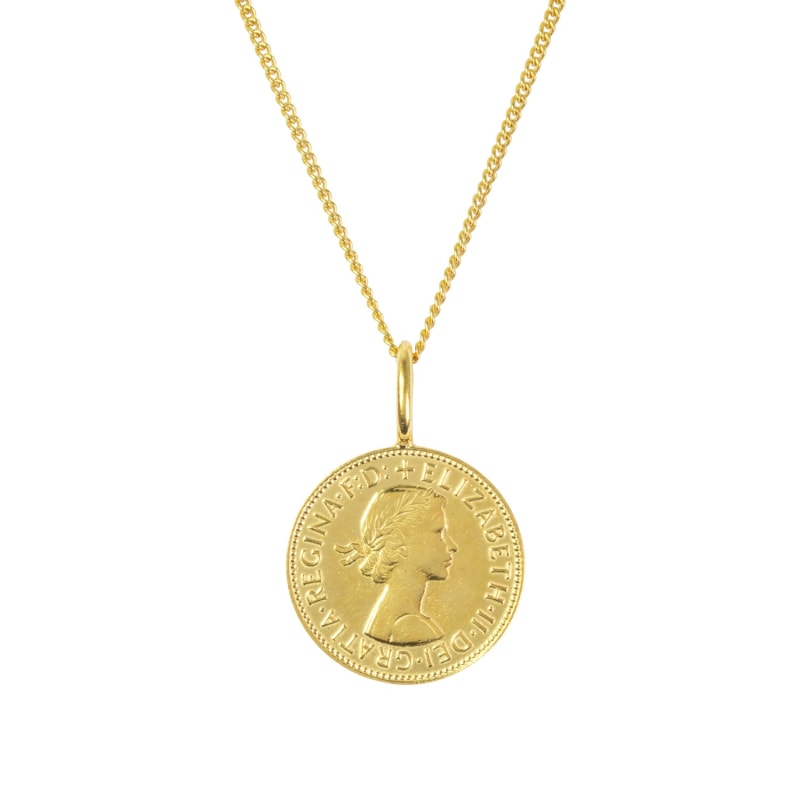 Thumbnail of British Half Penny Necklace In Yellow Gold Plate image