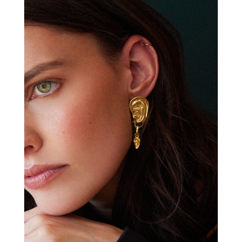 Thumbnail of Eavesdrop Gold Clasp Earring image