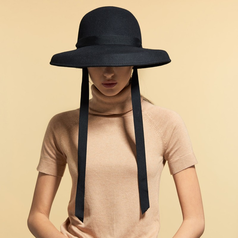 Thumbnail of Black Wide Felt Hat image