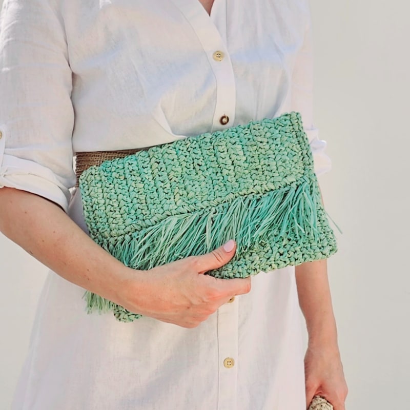 Thumbnail of Ebba Raffia Pouch - Aqua image