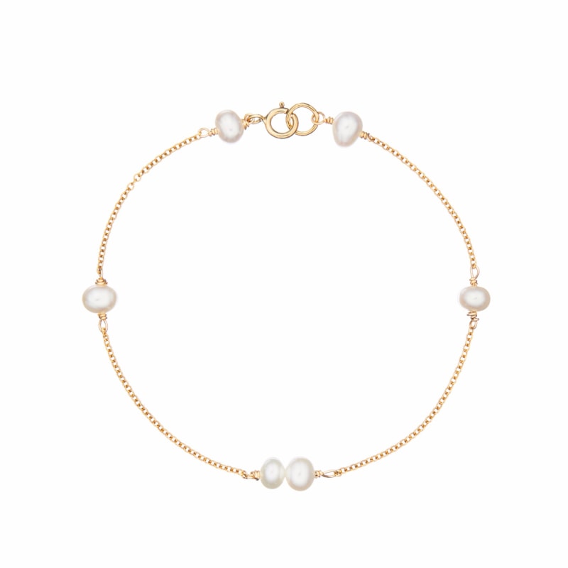 Solid Gold Layered Pearl Bracelet, Lily & Roo