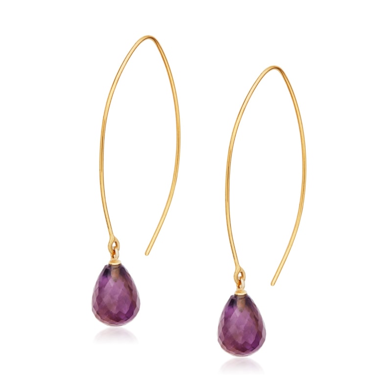 Thumbnail of Jewel Drop Hoops - Amethyst image