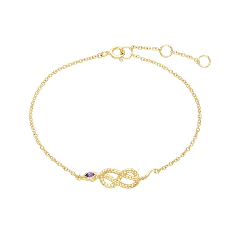 Thumbnail of Ecfew Amethyst Snake Link Bracelet In Gold Plated Sterling Silver image
