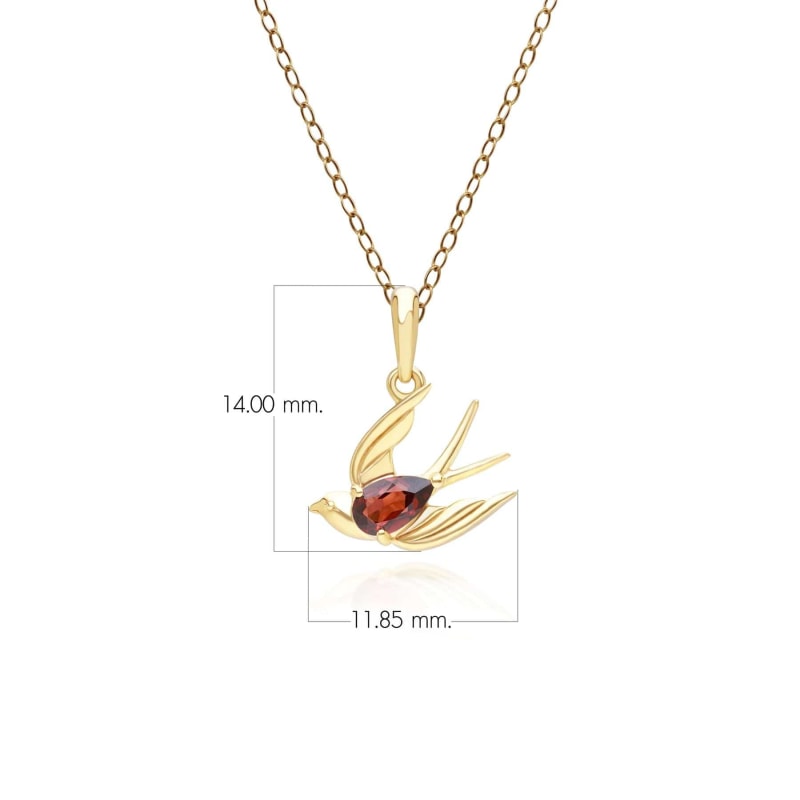 Thumbnail of Ecfew Creator Garnet Hummingbird Pendant Necklace In Gold Plated Sterling Silver image