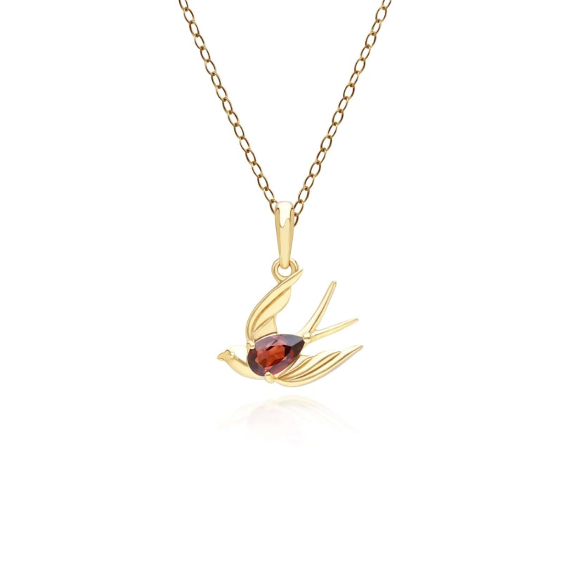 Thumbnail of Ecfew Creator Garnet Hummingbird Pendant Necklace In Gold Plated Sterling Silver image